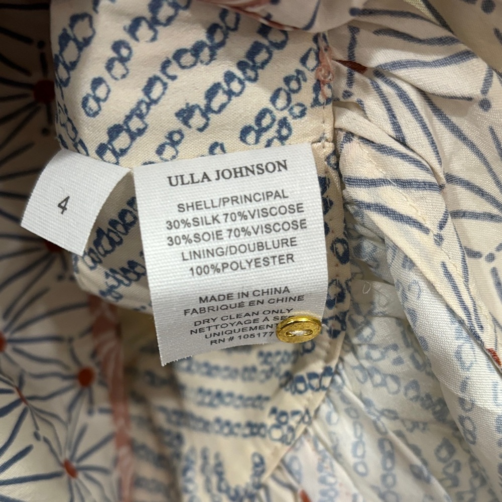 Ulla Johnson Ivory and Rust Printed Peplum Blouse - Picture 4 of 6